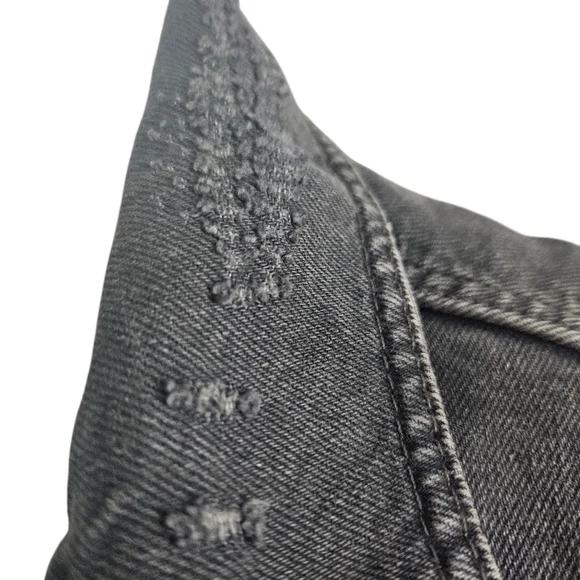 Free People Distressed Denim Jacket Black S (Fits Like M) Thrashed Grunge Skater - Picture 4 of 15